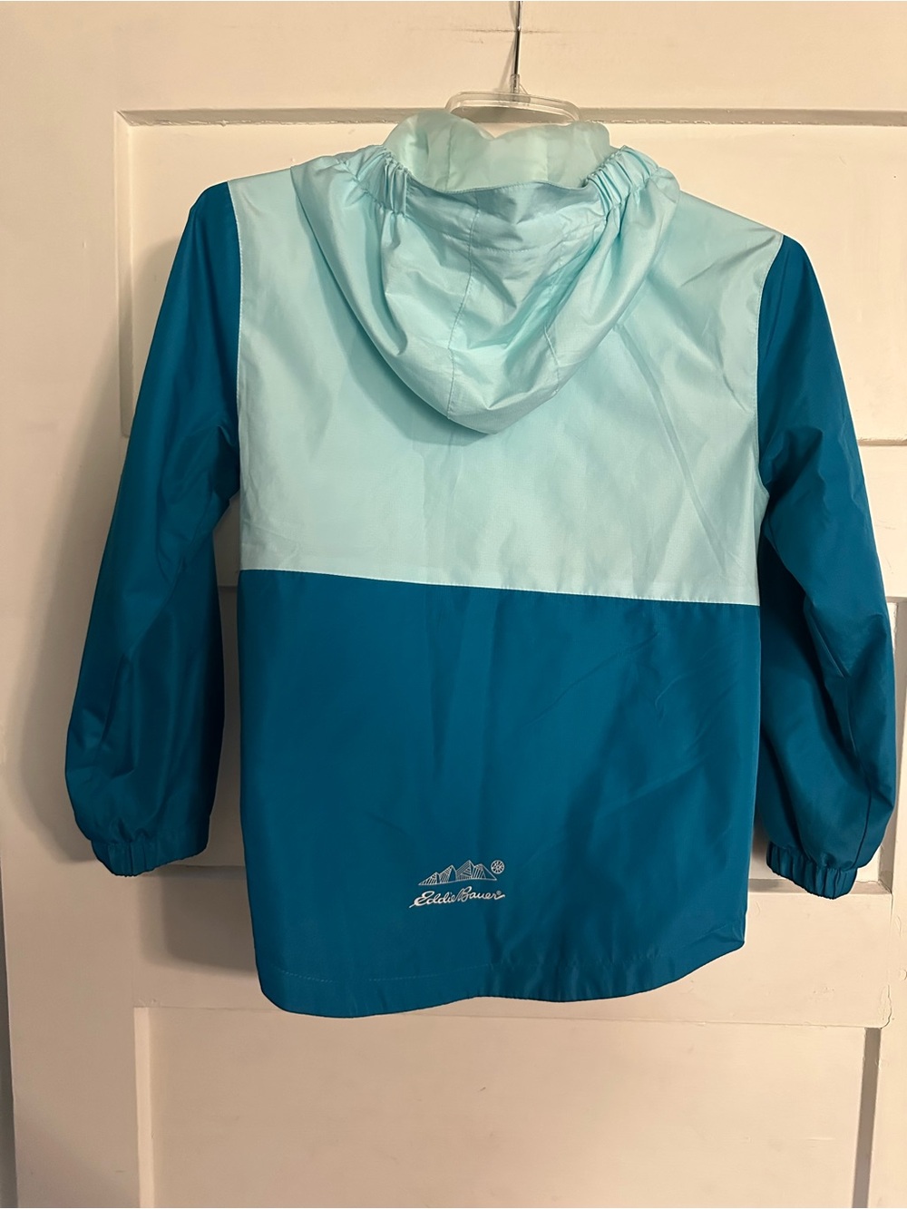 Eddie Bauer Kids Two-Tone Light Blue & Teal Rain Jacket - Picture 2 of 7